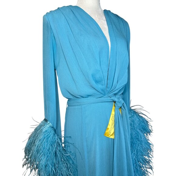 Bronx and Banco Geisha V Neck Gown in Teal X-Large New Womens Long Maxi Dress - Picture 9 of 16